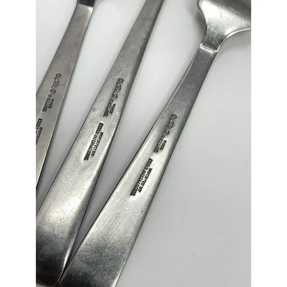 SOLA CORA Flatware Lot MCM HOLLAND STAINLESS STEEL Set Of 12 Forks Knives Spoons